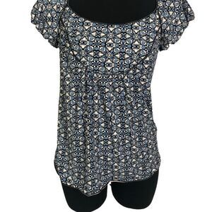Max Studio Blue & Black Blouse - Women’s S